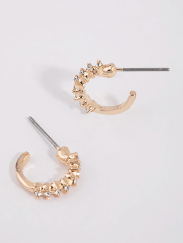 Gold diamante mini hoop earrings