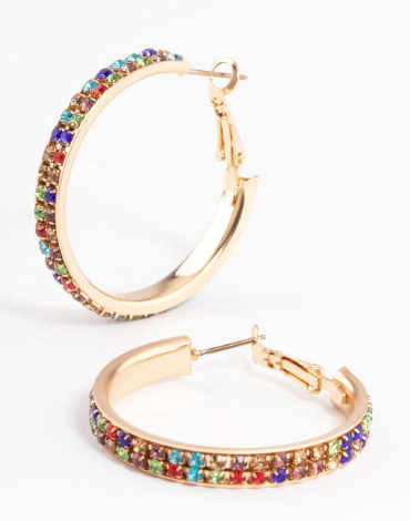 Gold cupchain hoop earrings