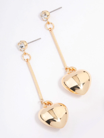 Gold heart drop earrings