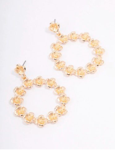 Gold circular drop earrings