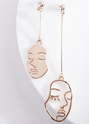 rose gold face earrings