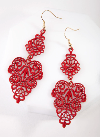 Red leaf earrings