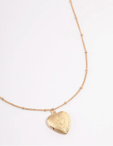 Gold heart locket necklace